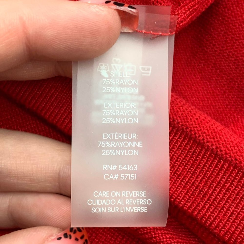 Calvin Klein Red 3/4 Sleeve Dress with Rhinstones - Picture 6 of 7